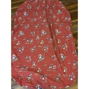 Pottery Barn Kids Twin  Fitted Sheet Red Football Theme